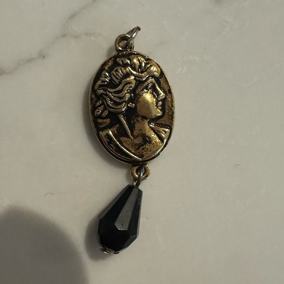 Jewelry - Gold-color and Black Cameo Pendant